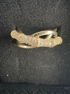 14K Gold filled CZ pave bamboo ring